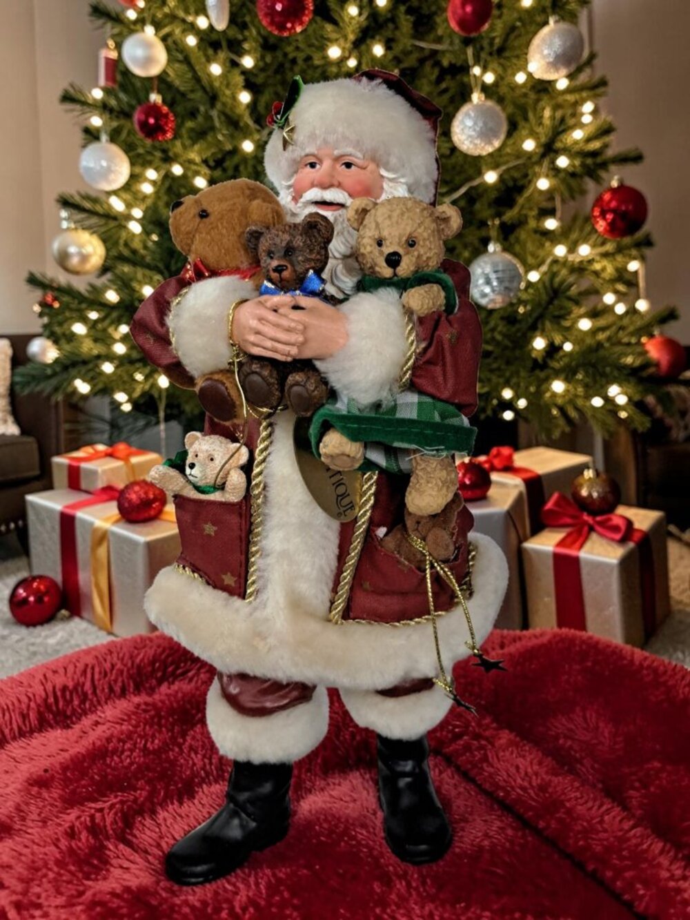 Clothtique Vintage AN ARMFUL OF LOVE Possible Dreams Santa Claus & Teddy Figure